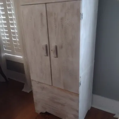 Sale Photo Thumbnail #819: Vintage Cedar Closet Armoire Painted.  Upstairs item.  Bring assistance to remove.