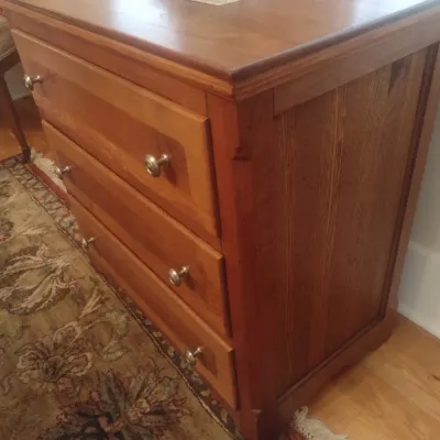 Sale Photo Thumbnail #733: Antique Three Drawer Side Table Professionally Restored