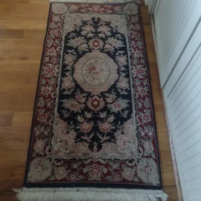 Sale Photo Thumbnail #621: Blue and Red Oriental Design Area Rug 4'x2'