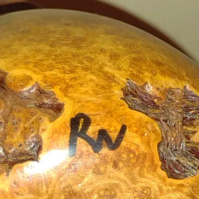 Sale Photo Thumbnail #220: Burl Wood Vase- Approx 4 1/2" Tall.  Item has glass insert for wet use.