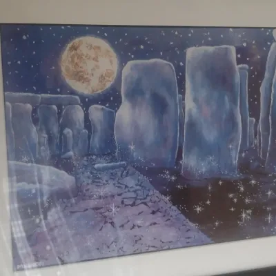 Sale Photo Thumbnail #546: Framed Art Print Stonehenge with Full Moon
