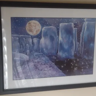 Sale Photo Thumbnail #545: Framed Art Print Stonehenge with Full Moon