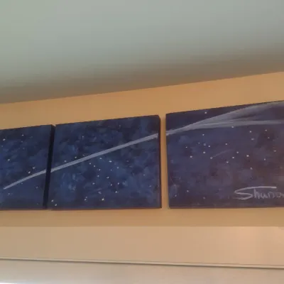 Sale Photo Thumbnail #512: Original Triptych Painting 'Shooting Star" on Canvas by Shana