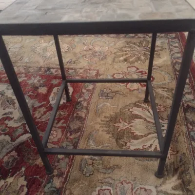Sale Photo Thumbnail #709: Metal Frame Stone Top Accent Table