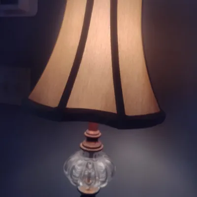 Sale Photo Thumbnail #478: Pair of Matching Bronze Finish Post Buffet Lamps with Shades
