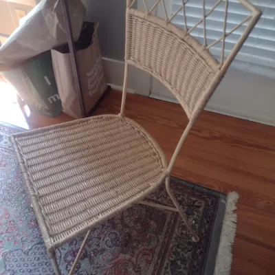Sale Photo Thumbnail #343: Metal Frame Chair with Wicker Weave Accent