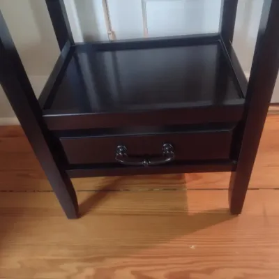 Sale Photo Thumbnail #803: Espresso Finish Side Table with Lower Shelf and Drawer
