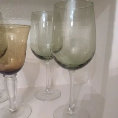Sale Photo Thumbnail #125: Set of 9 Color Tinted Stemmed Wine Glasses
