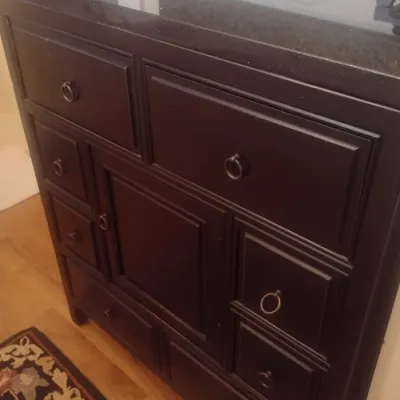 Sale Photo Thumbnail #752: Espresso Finish Storage Cabinet with Granite Top