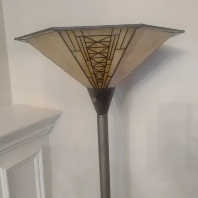 Sale Photo Thumbnail #452: Vintage Art Deco Glass Shade Floor Lamp