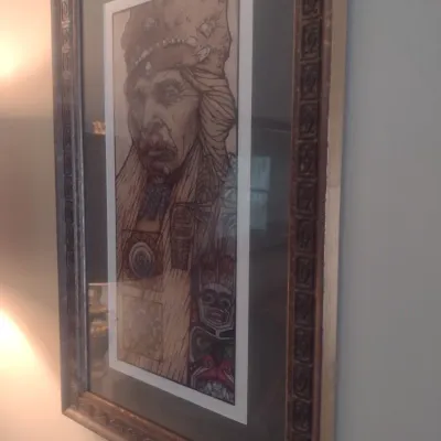 Sale Photo Thumbnail #532: Framed Native American Behren's Style Art Print