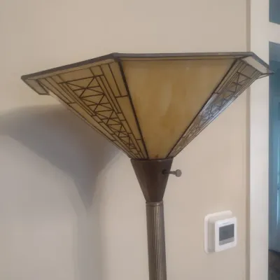Sale Photo Thumbnail #454: Vintage Art Deco Glass Shade Floor Lamp