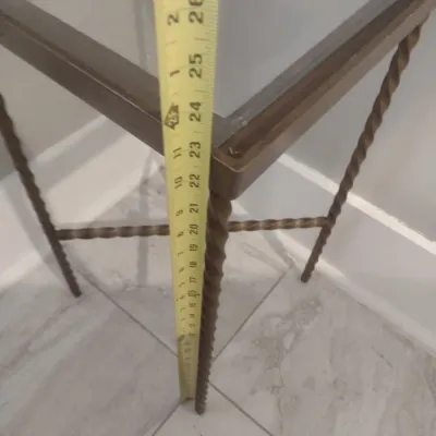 Sale Photo Thumbnail #340: Metal Frame Glass Top Table with Wrought Metal Twist Legs