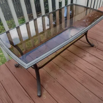 Sale Photo Thumbnail #429: Metal Frame Glass Top Coffee Table