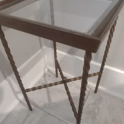 Sale Photo Thumbnail #339: Metal Frame Glass Top Table with Wrought Metal Twist Legs