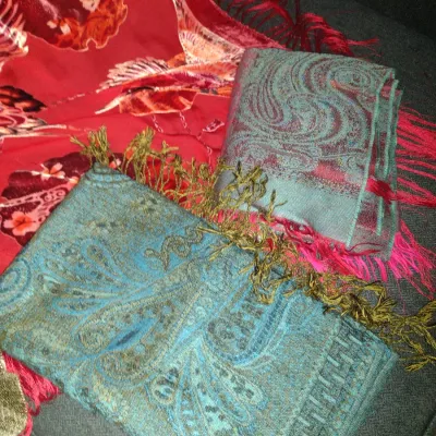 Sale Photo Thumbnail #913: Collection of Scarves and Shawls