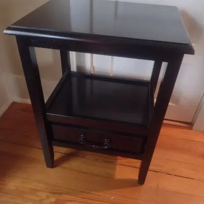 Sale Photo Thumbnail #802: Espresso Finish Side Table with Lower Shelf and Drawer