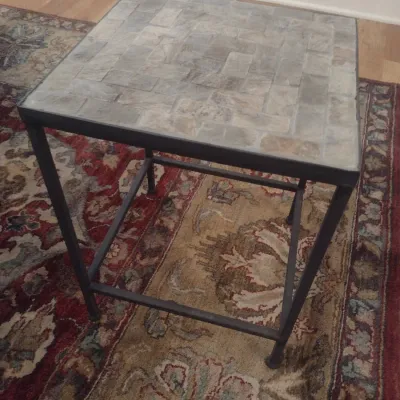 Sale Photo Thumbnail #707: Metal Frame Stone Top Accent Table