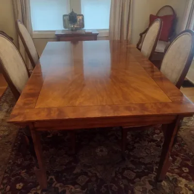 Sale Photo Thumbnail #712: Impressive Councill Inlay Dining Table with Eight Matching Balloon Back Chairs and Two Leaves