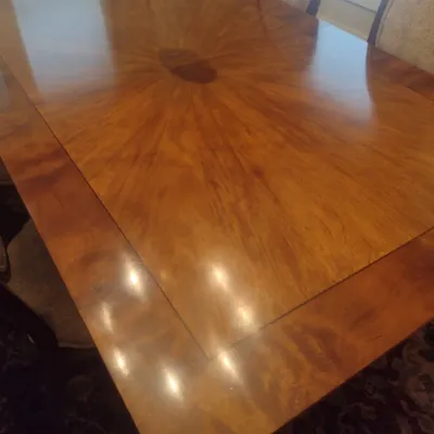 Sale Photo Thumbnail #714: Impressive Councill Inlay Dining Table with Eight Matching Balloon Back Chairs and Two Leaves