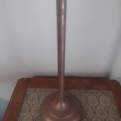 Sale Photo Thumbnail #479: Pair of Matching Bronze Finish Post Buffet Lamps with Shades