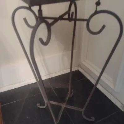 Sale Photo Thumbnail #370: Wrought Metal Scroll Base Tile Top Plant Stand
