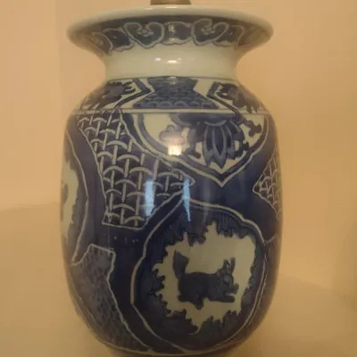 Sale Photo Thumbnail #100: Ceramic Blue and White Ginger Jar