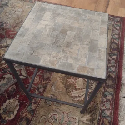 Sale Photo Thumbnail #708: Metal Frame Stone Top Accent Table