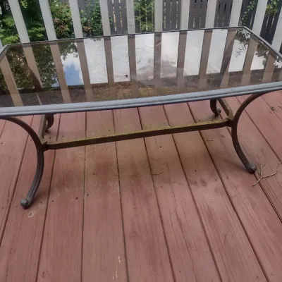 Sale Photo Thumbnail #425: Metal Frame Glass Top Coffee Table