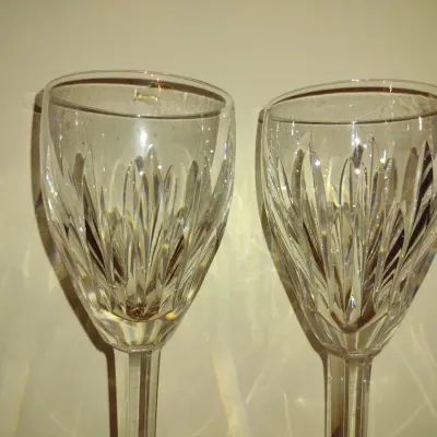 Sale Photo Thumbnail #225: Pair of Waterford Crystal Claret Wine Glasses- Possibly Carina Pattern