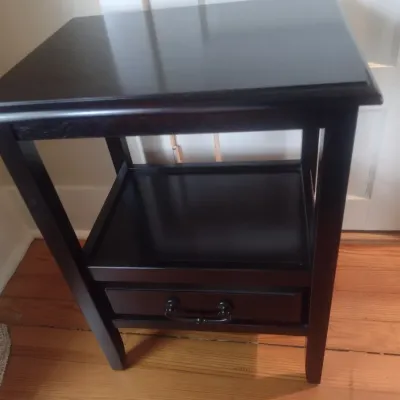 Sale Photo Thumbnail #801: Espresso Finish Side Table with Lower Shelf and Drawer