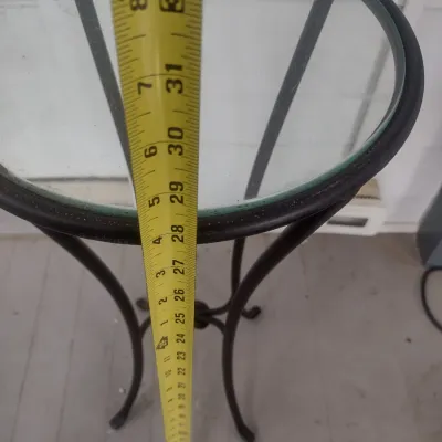 Sale Photo Thumbnail #399: Metal Frame Round Glass Top Patio Accent Table
