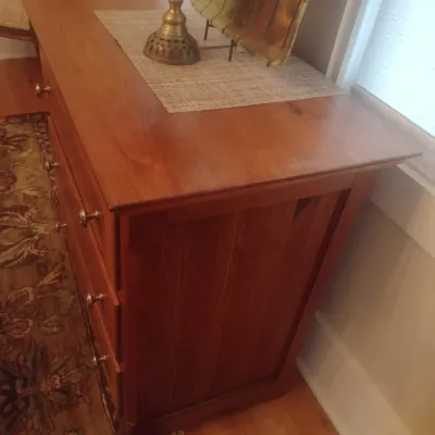 Sale Photo Thumbnail #732: Antique Three Drawer Side Table Professionally Restored