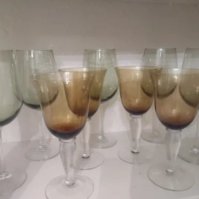 Sale Photo Thumbnail #122: Set of 9 Color Tinted Stemmed Wine Glasses