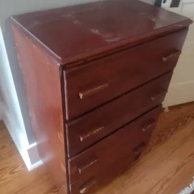 Sale Photo Thumbnail #813: Vintage Solid Wood Lingerie Dresser.  See photos for condition issues.  Upstairs item.  Bring assistance to remove.
