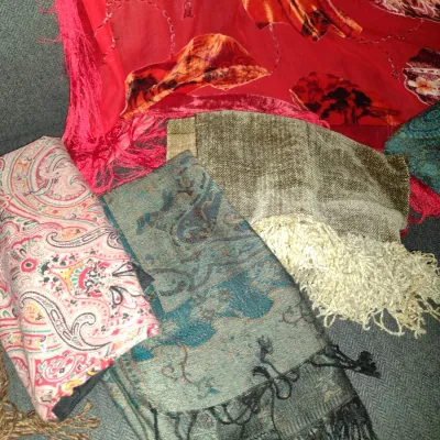 Sale Photo Thumbnail #912: Collection of Scarves and Shawls