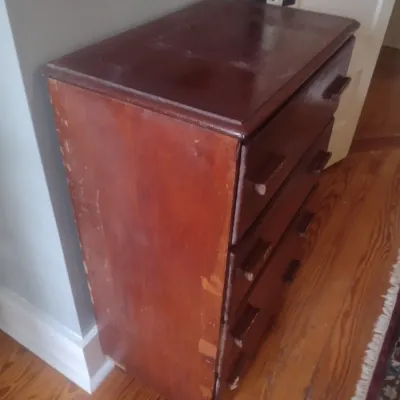 Sale Photo Thumbnail #812: Vintage Solid Wood Lingerie Dresser.  See photos for condition issues.  Upstairs item.  Bring assistance to remove.