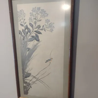 Sale Photo Thumbnail #560: Framed Japanese Bird and Flower Print
