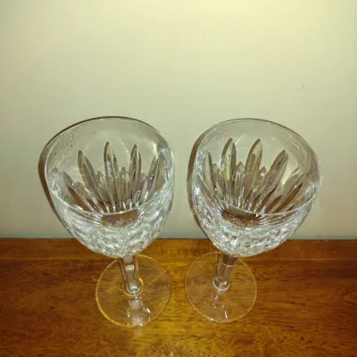 Sale Photo Thumbnail #224: Pair of Waterford Crystal Claret Wine Glasses- Possibly Carina Pattern
