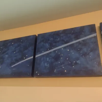Sale Photo Thumbnail #514: Original Triptych Painting 'Shooting Star" on Canvas by Shana