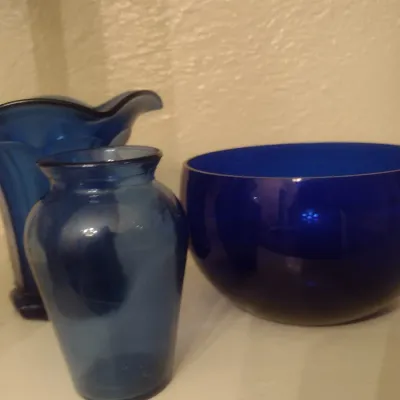 Sale Photo Thumbnail #143: Collection of Assorted Blue Glass Items
