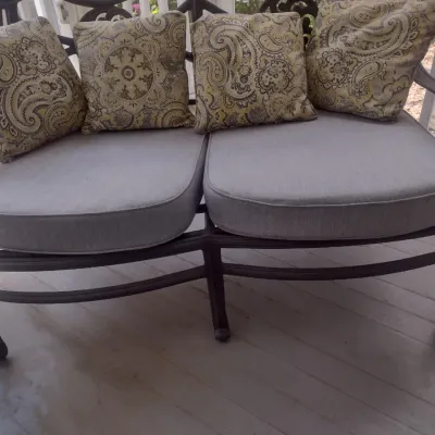 Sale Photo Thumbnail #383: Metal Frame Double Cushion Patio Bench