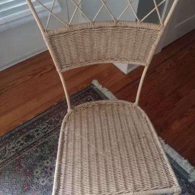 Sale Photo Thumbnail #342: Metal Frame Chair with Wicker Weave Accent