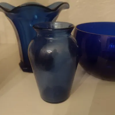 Sale Photo Thumbnail #145: Collection of Assorted Blue Glass Items