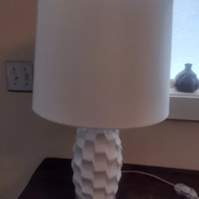 Sale Photo Thumbnail #456: Textured Ceramic Post MCM Design Table Lamp with Shade
