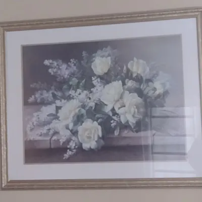 Sale Photo Thumbnail #485: Large Floral Art Print Framed