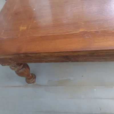 Sale Photo Thumbnail #847: Vintage Low Profile Wood Coffee Table.  Has been used on screened porch