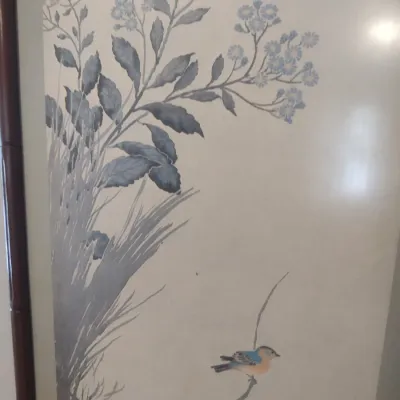 Sale Photo Thumbnail #561: Framed Japanese Bird and Flower Print
