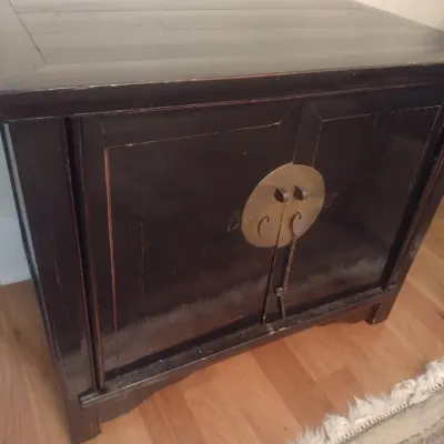 Sale Photo Thumbnail #766: Vintage Wood Dark Lacquer Finish Asian Storage Cabinet