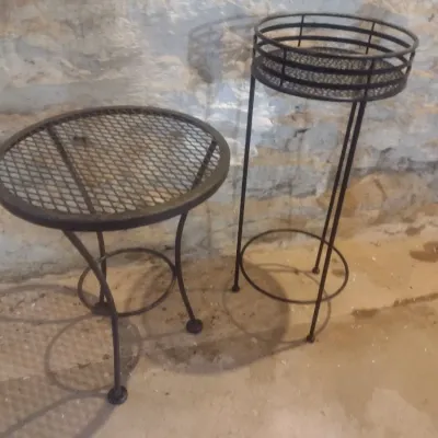 Sale Photo Thumbnail #438: Pair of Metal Plant Tables.  Downstairs items.